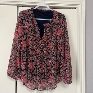 Lane Bryant Black and Red Floral Blouse